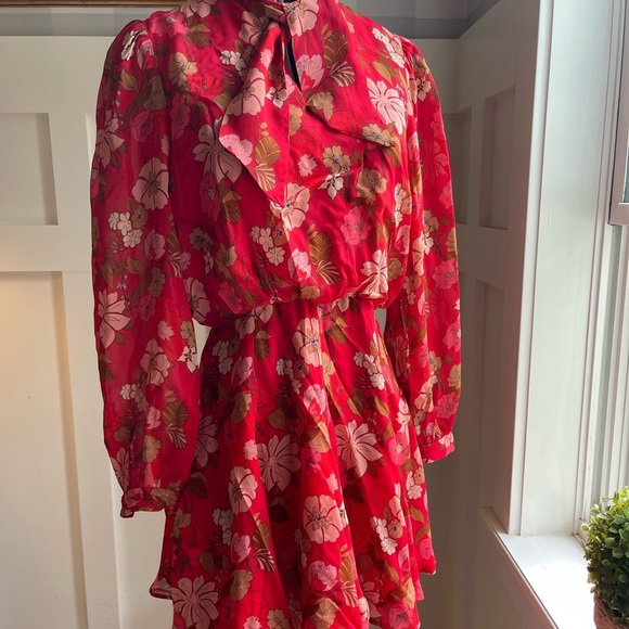 Zara Red Floral Dress Size Medium - Picture 3 of 10